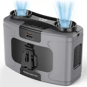 20000mAh Portable Waist Fan, Rechargeable Battery Operated Clip on Personal Fan, 10 Speeds, Hands-Free Wearable Belt Neck Fan for Outdoor Jobsite Gardening Camping Travel