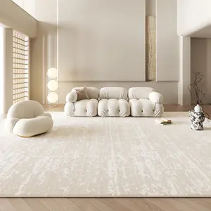 1pc Ins French Light Luxury High-end Living Room Decoration Carpet Cream Style Beige Bedroom Plush Rug Minimalist Wabi-sabi Style Natural Texture Lounge Carpet Washable Sofa Coffee Table Non-slip Mat Fluffy and Soft Balcony Leisure Foot Mat