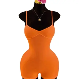 Women Slim Strap Underwire Romper With deep open back Fitted