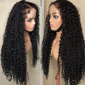 13x6 Lace Front Wigs Human Hair 24Inch HD Transparent Kinky Curly Frontal Closure Wig for Women 200% Density Kinky Curly Wigs Pre Plucked With Baby Hair Lace Frontal Wigs