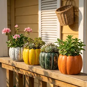 Mini Pumpkin Planter Pot, Cute Succulent Planter, Halloween Decorative Flower Pot for Home Garden