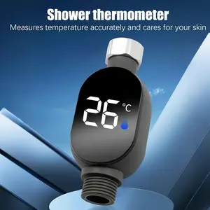 [Not Heat-able] Shower Thermometer, Nut Size: 1/2 inch - Smart Thermometer for use with bottom shower outlets. Instantly displays shower temperature | Precise shower temperature sensor, digital water temperature monitor, Christmas gift.