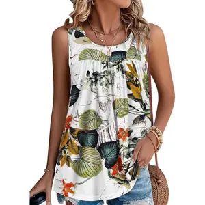 Womens Summer Tank Tops Sleeveless T Shirt Casual Loose Fit Tunic Blouses