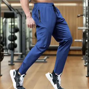 Men's Ice Silk Jogger Pants - Breathable - Stretchy Sports Trousers with Zippered Pockets - Suitable for Running, Fitness, and Outdoor Activities - Running Gear - Casual Activewear - High Elasticity