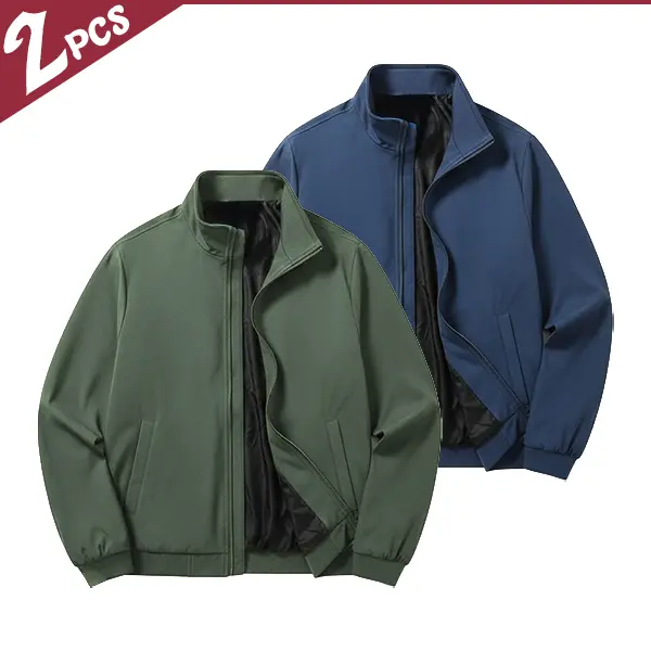 American casual style at its best!Stand Collar Jacket 2 Pieces, Loose Fit + Smooth Zipper, Versatile for Commuting, Street Style, and Outdoor Activities, Premium Texture!