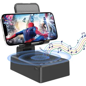 Birthday Gifts for Men,Cell Phone Stand with   Speaker and Antislip Base  Surround Sound for  and Outdoors with  Speaker for Desk Compatible with  (Black)