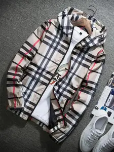 2026 Men's Lightweight Hooded Jacket Zip Windbreaker Adjustable Drawstring Color Block Stripes Autumn Wear Comfort Fit Outer Layer