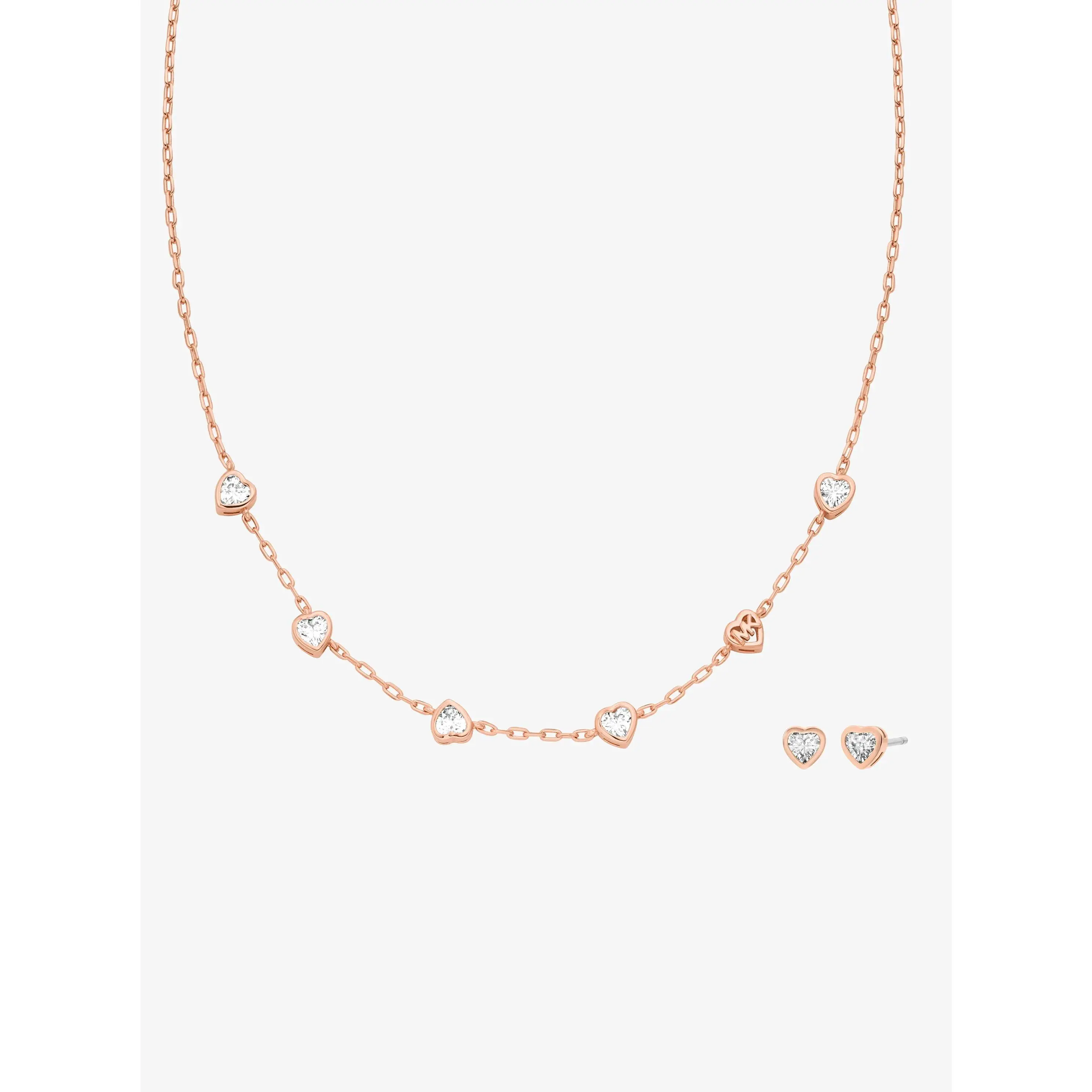 Heart Cubic Zirconia Necklace and Stud Earrings Gift Set