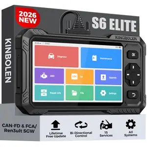 KINGBOLEN S6 2026 Full-System OBD2 Scanner, 6.2-Inch Android OS Digital Automotive Tester with 15 Service Functions, Bi-Directional Control, Active Tests, Steering Support, Lifetime Free Updates