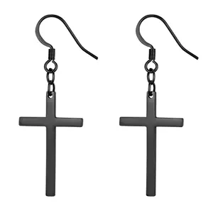 OIDEA Polished Cross Dangle Earrings for Women Stainless Steel Latin Cross Drop Earrings Minimalist Statement Cross Earrings Jewelry