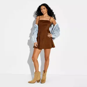 Women's Mini Suede Skater Dress - Wild Fable Brown S