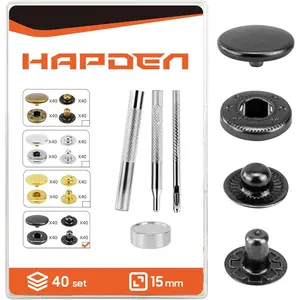 Snaps and Kit,15mm 40 Sets Snap Buttons with Setter Tools, Sewing Snaps for Clothing,,, Clothes, Jackets, Bags, DIY Crafting Black Snaps