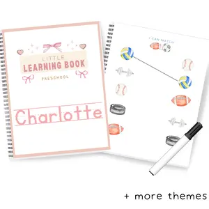 Preschool Personalized Learning Book - Dry Erase Customized- Letters, Numbers, Tracing, Shapes, Feelings, Weather