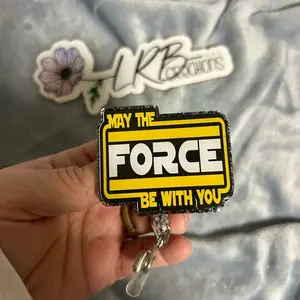 May the Force Be With You Badge ~ Retractable Badge Reel ID Holder ~ Customizable ~ Handmade ~ Nurse Badge Reel ~ Teacher Lanyard ~ Magnetic Pin ~ Stethoscope Tag ~ Magnet ~ Phone Grip ~ Galaxy Inspired