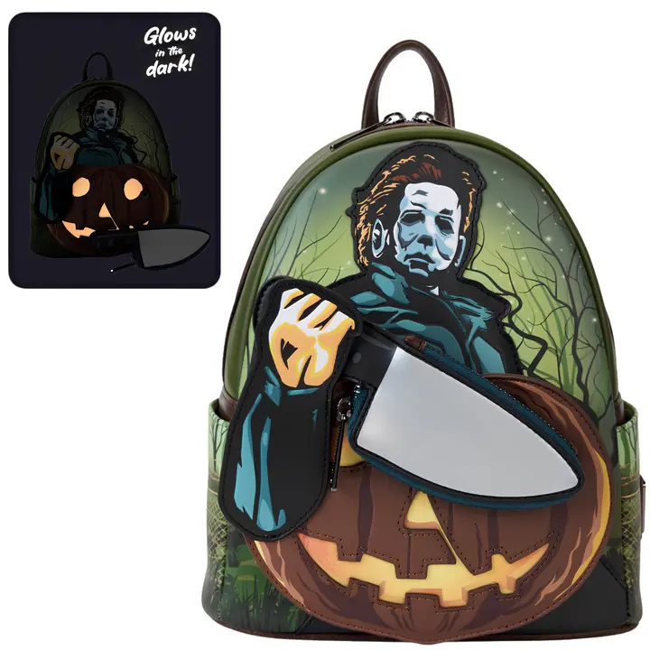 Loungefly Halloween Mini Backpack with Glow-in-the-Dark Jack-O-Lantern Design