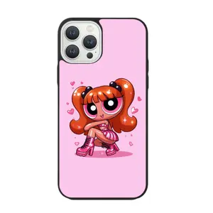 Cartoon Power Puff Custom Phone Case with Pink Character Design