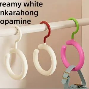 3-Pack Dopamine Color Rotating No-Drill Door Hooks, Modern Plastic Multi-Purpose Storage Hooks for Scarves Hats Bags Keys, Easy Install Save Space