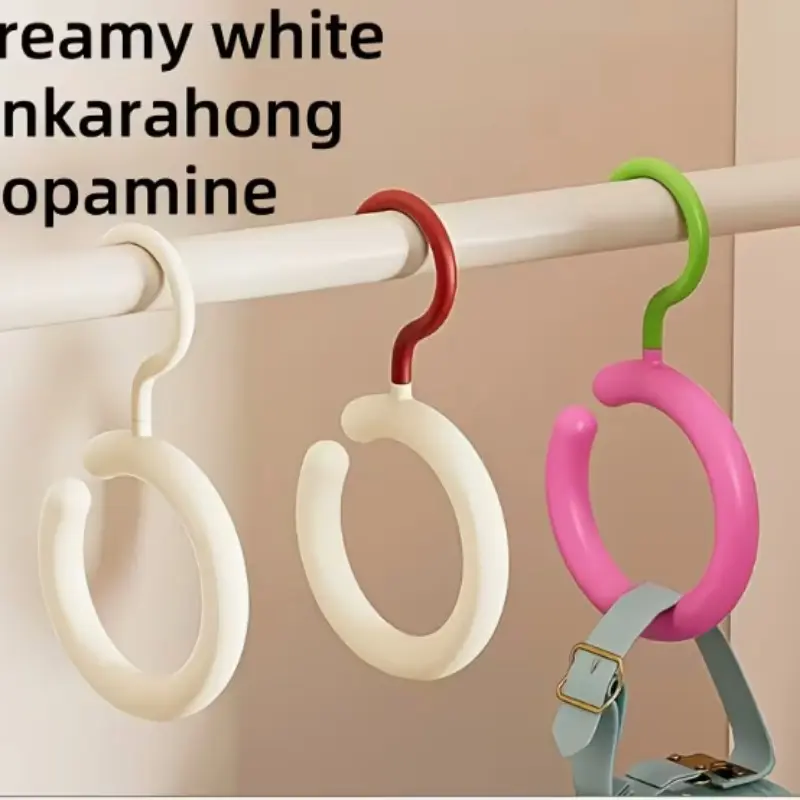 3-Pack Dopamine Color Rotating No-Drill Door Hooks, Modern Plastic Multi-Purpose Storage Hooks for Scarves Hats Bags Keys, Easy Install Save Space