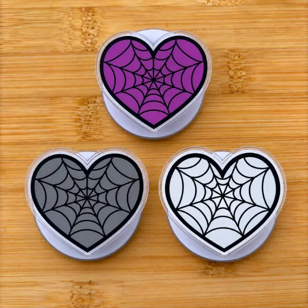 Spider Web Heart MagSafe Phone Grip Set, Purple Gray and White Spiderweb Magnetic PopSocket, Heart Shaped Spooky Phone Holder, Goth Halloween Phone Accessory, Halloween Gift Idea