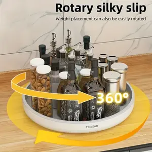 Kitchen Storage Tray, Single Layer Rotating Spice Bottle Holder, Multi-Functional Round Rotary Shelf, Home Organization for Kitchen, Living Room, Bathroom, Bedroom