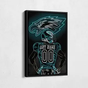 [Unframed] Philadelphia Eagles Jersey Football Neon Personalized Jersey Custom Name and Number Home Decor Poster Man Cave Gift