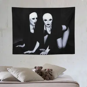 Gothic Nun Wall Tapestry, Dark Aesthetic Room Decor, Alt Style Wall Hanging, Spooky Sisterhood Photo Flag, Grunge Bedroom Decor, Edgy Home Accents, Dark Coquette Aesthetic