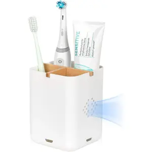 Toothbrush Holders for Bathroom Countertop, Detachable Electric Toothbrush Holder with Divider Toothbrush and Toothpaste Organizer Storage (3 Slots White)
