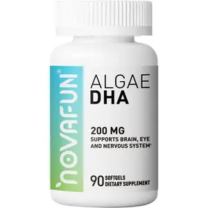 Algae DHA 200mg - Fish-Shaped Softgels, Plant-Based Omega-3 for Brain, Eye & Nervous System Support, Easy-to-Use, 90 Softgels