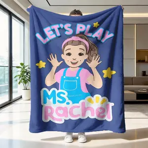 Ms. Rachel Interactive Blanket, Flannel Throw Blankets, High-Weight Flannel Fabric, Soft and Warm, Anti-Wrinkle, Easy Clean, Perfect Gift for Kids
