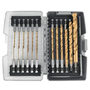 24 count Hex Shank Drill Bit Set for Impact Driver, Anti-Walking 135- Tip, HSS Twist Titanium Drill Bits for Metal, Steel,  Plastic, with Storage Case (1/16"-1/2")