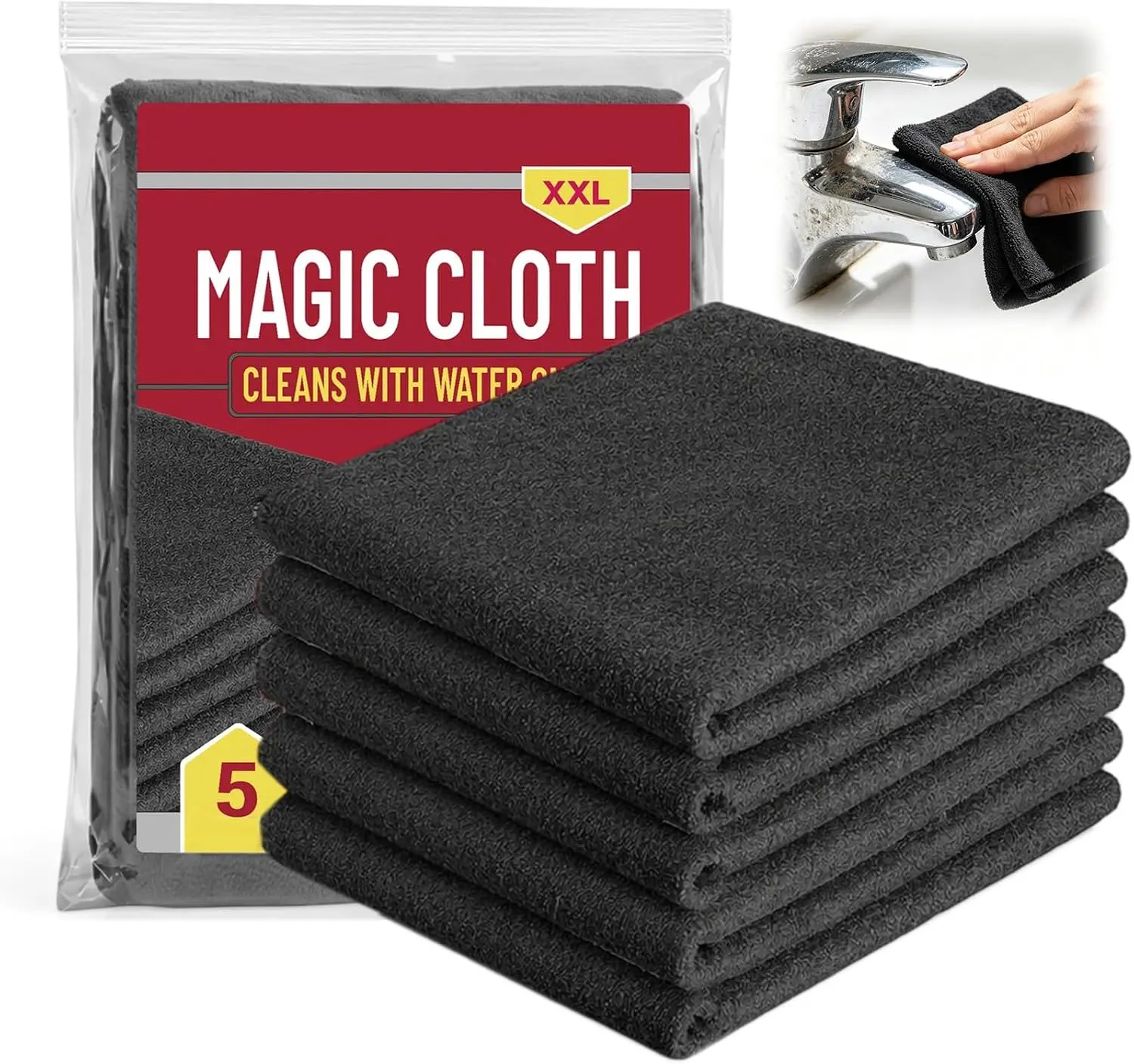 5PCS Microfiber Magic Cleaning Cloths, Reusable Streak-Free & Lint-Free Rags for Glass, Kitchen, Car Surfaces (Home Care Cleaning Supplies)