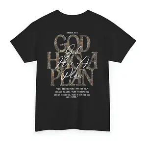Newtrending 2026 Camo Jeremiah 29:11 God Has A Plan Print Acid Washed T-shirt– Premium Cotton Sports Tee, Vintage Streetwear Fan Shirt, Oversized Unisex Game Day Top
