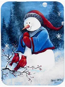 Carolines Treasures PJC1013LCB Hello Winter Friends Snowman Glass Cutting Board- Large
