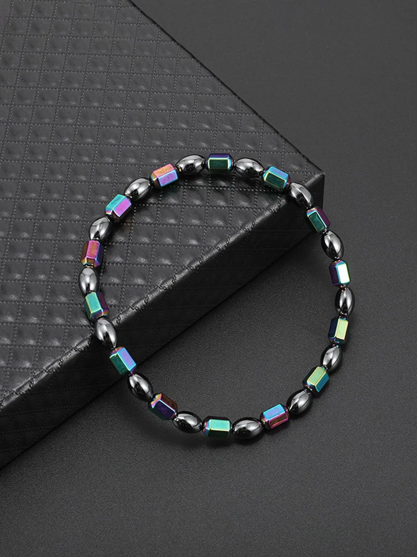 Magnetic Hematite Beaded Anklet — Infinitely Stretchable, Elastic & Luminous. A Unique, Trendy, and Minimalist Niche Design; Suitable for Both Men and Women. A Soothing and Therapeutic Accessory, Trendy Jewelry