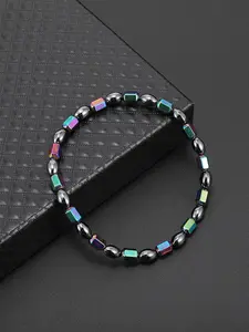 Magnetic Hematite Beaded Anklet — Infinitely Stretchable, Elastic & Luminous. A Unique, Trendy, and Minimalist Niche Design; Suitable for Both Men and Women. A Soothing and Therapeutic Accessory, Trendy Jewelry