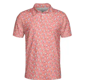 All Over Print Cat Polo Shirt: Golf Top, Animal Theme Short Sleeve Collared Shirt