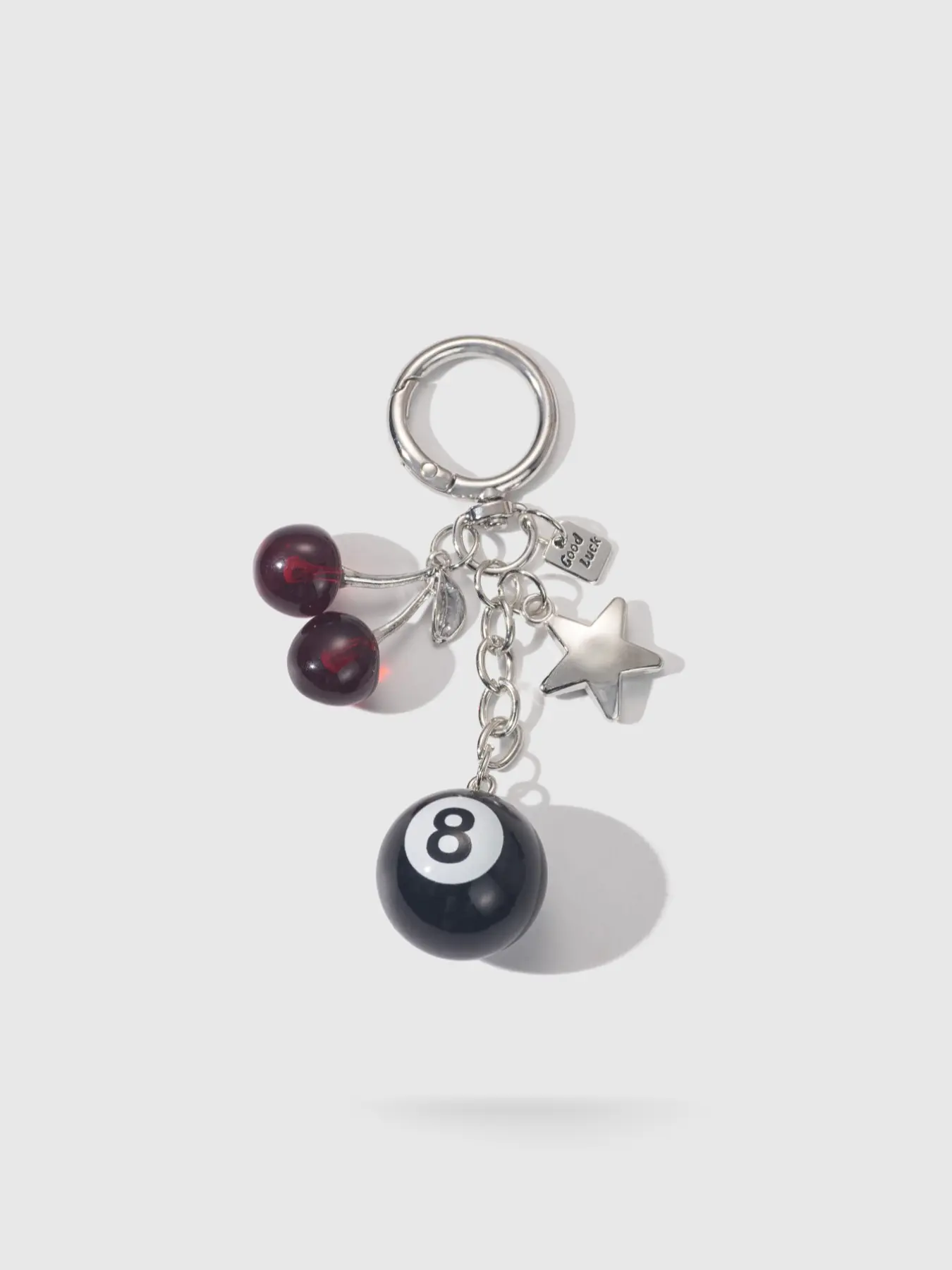 Unique Cherry 8 Billiard Star Keychain, Small Indie Jeans Bag Pendant, College Style, Sweet Cool Style, Pain Pack Accessory, Fruit Keychain