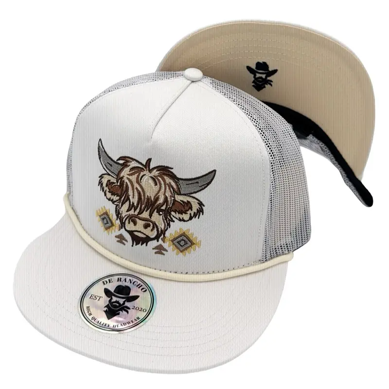 De Rancho Highland Cow #2 Hat (White/Cream) DR132