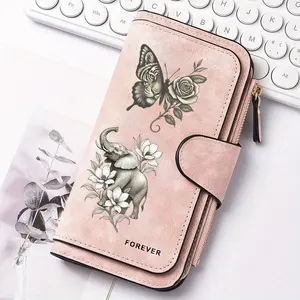 1pc Butterfly Elephant pattern women's long wallet, multi-functional wallet, portable snap coin purse, birthday gift and daily commuting essential, perfect holiday gift, suitable for outdoor, travel and family use, 2.27CYJ-9