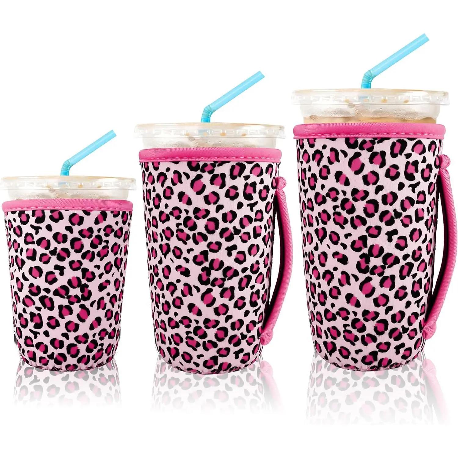 3  Iced Coffee Sleeves for Iced Coffee Cups or Drinks  Neoprene Insulated Sleeves for Hot and Cold Drinks from , Dunkin, And More ( leopard print)