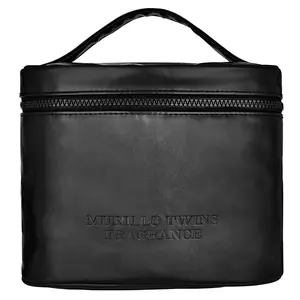 Murillo Twins Black Cosmetic Bag with Spacious Interior & Inner Elastic Strap System for Organized Storage and Travel Convenience