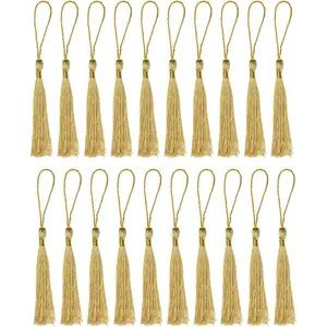 Mini Silky  Soft Flossy Bookmark Tassels with Cord Loop for  Earring  Making, Souvenir, Graduation, Clothing Sewing,  Tag DIY Craft Projects, 20 count (Light )