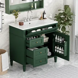🔥 [SOIYELIFE] 36" Modern Bathroom Vanity - Spacious Storage with 2 Deep Drawers & Hidden Tip-Out Compartment | White Vitreous China Sink, Waterproof Countertop, Easy Assembly