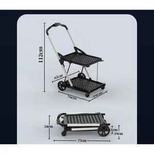Collapsible Utility Camping Cart,Multi use Functional Shopping Carts Folding Trolley Lightweight,Removable Basket ﻿