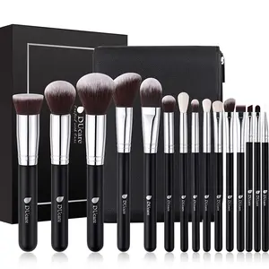 Ducare Makeup Brushes with Bag,15Pcs Makeup Brush Set Christmas Gift Travel Kabuki Foundation Blending Blush Eyeliner Shadow Brow Concealer Brushes Kit Black Doremi Beauty