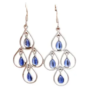 European Peacock Blue Moonstone Earrings