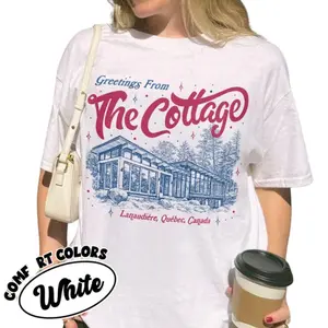 Greetings From The Cottage Shirt, Vintage Cabin Travel Graphic Tee, Cozy Lake House Aesthetic Shirt, Cottagecore Outfit, Gift for Men, Gift for Women, Crew Neck T-shirt, Trending T-shirt