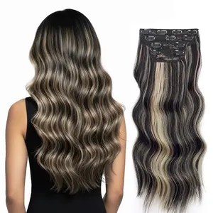 Women's 24-in Clip-in Synthetic Long Wavy Hair Extensions, 4-Piece Thick Fiber Set, Suitable for Daily & Special Occasions, Comes with Gift Box & Hair Net