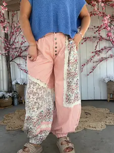 The Park Ave Lace Joggers - CORAL SMALL PREORDER LATE MAY