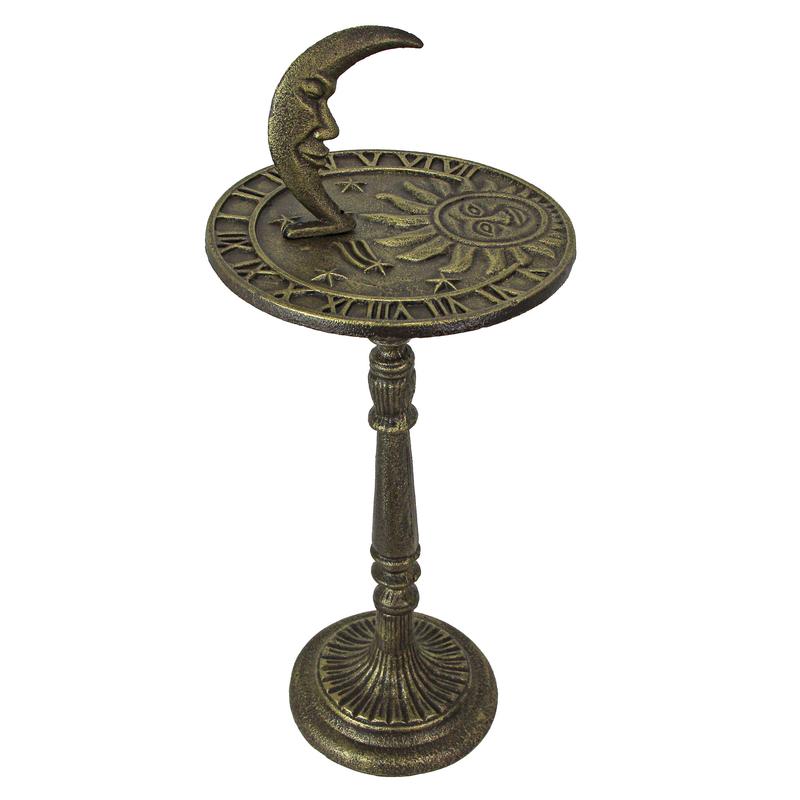23in Bronze Sun, Moon, Stars Sundial - Cast Iron for Celestial Time